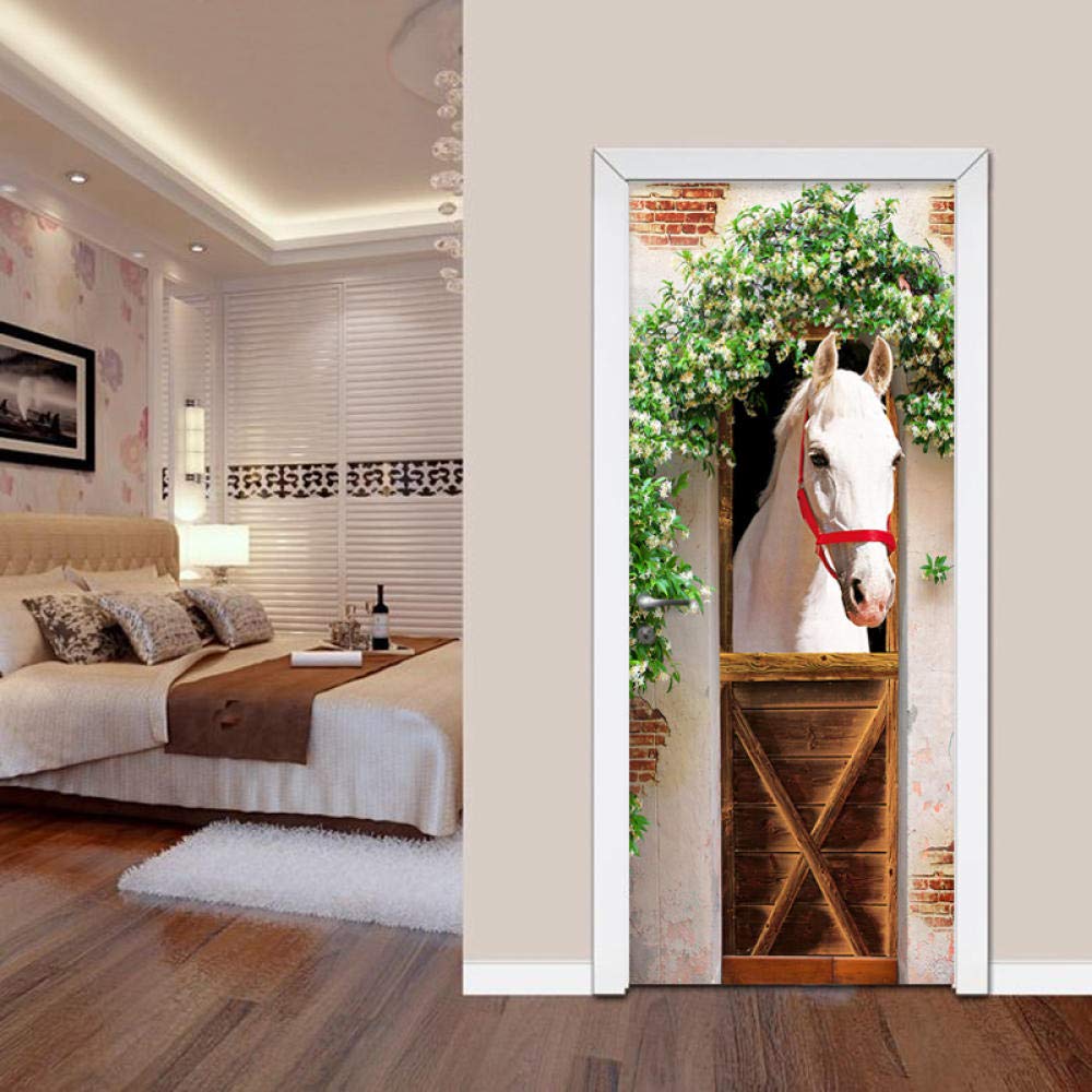 Adesivi Per Porte 3D 77 X 200 Cm Bellissimi Fiori Bianchi Autoadesivo Camera Da Letto Bagno Stanza Dei Bambini Removibile Murale Porta Adesivi Murali Casa Deco