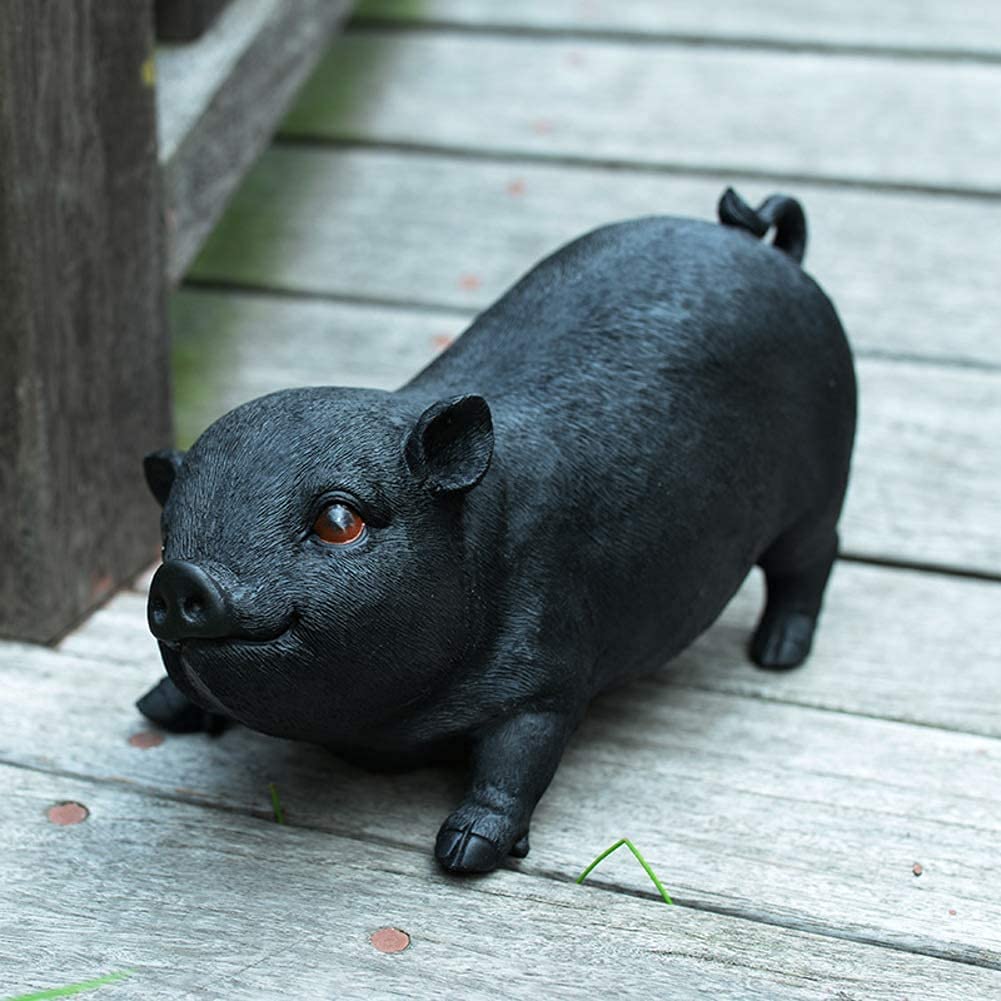 PAGOIAAR Garden Statue Animal Sculpture Outdoor Decor Gift Garden Decor Figurines, Courtyard Crafts Ornaments Sculptures, Cute Resin Pig Statues, Outdoor Animal Figure Statue(A,26x13x14cm)