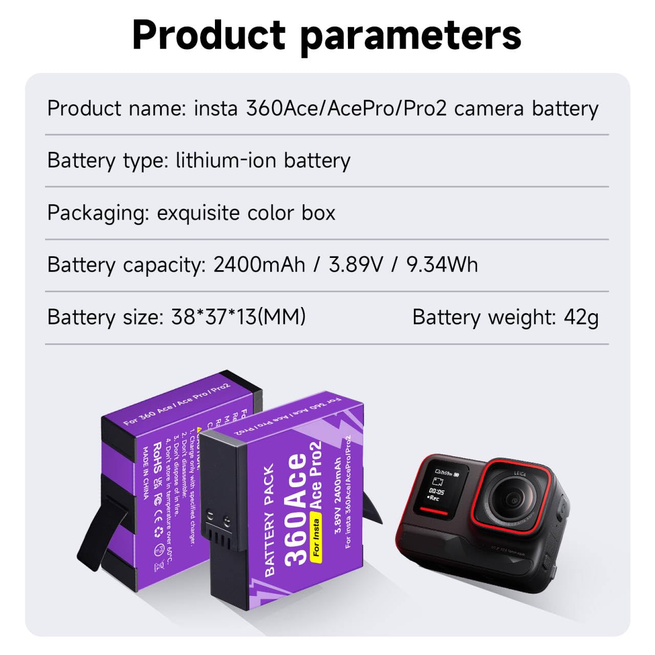 Kit 2 Pilas Base De Carga For Insta 360 X4 Baterias 2400mah | Envío gratis