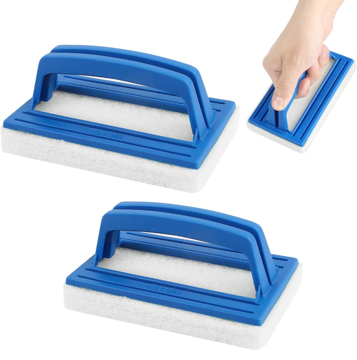 2 Pieces Pool Wall Brushes, Hot Tub Cleaning Brush, Sponge Pool Wall Brush, Sponge Pool Scrubbing Brush, Pool Cleaning Waterline Brush for Spas Swimming Pools Fish Tank