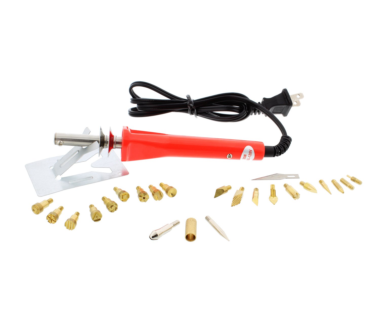 AUKUYEE JK001-A2 Wood Calligraphy Set, 24pc Soldering Tips & Electric Pyrography Pen – Woodburning Kit Leather Burning, Black