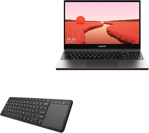 Miniatura 1 de BoxWave Teclado compatible con Chuwi GemiBook X - Teclado MediaOne con TouchPad, teclado USB de tamaño completo PC TrackPad inalámbrico - Negro