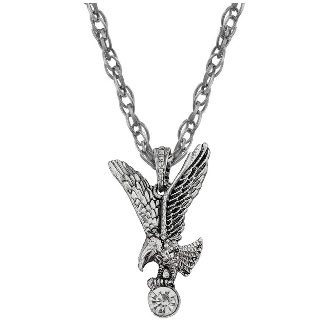 Stylish Flying Eagle Pendent Silver and White Zinc, Metal Necklace Chain for Men and Women-image-5