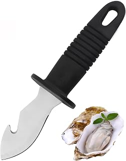 Oyster Shucking Knife,Stainless Steel Oyster Knife with Bottle Opener for Clam,Oyster Scallop In Shell(Black)