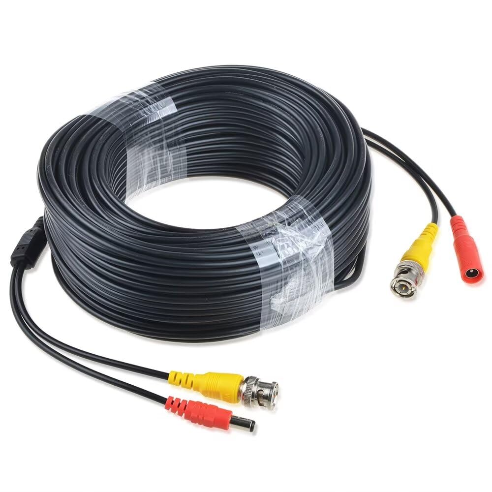 MDCGPower 150ft Black Video and Power BNC Cable Compatible with CCTV Cameras Compatible with Amcrest Cameras