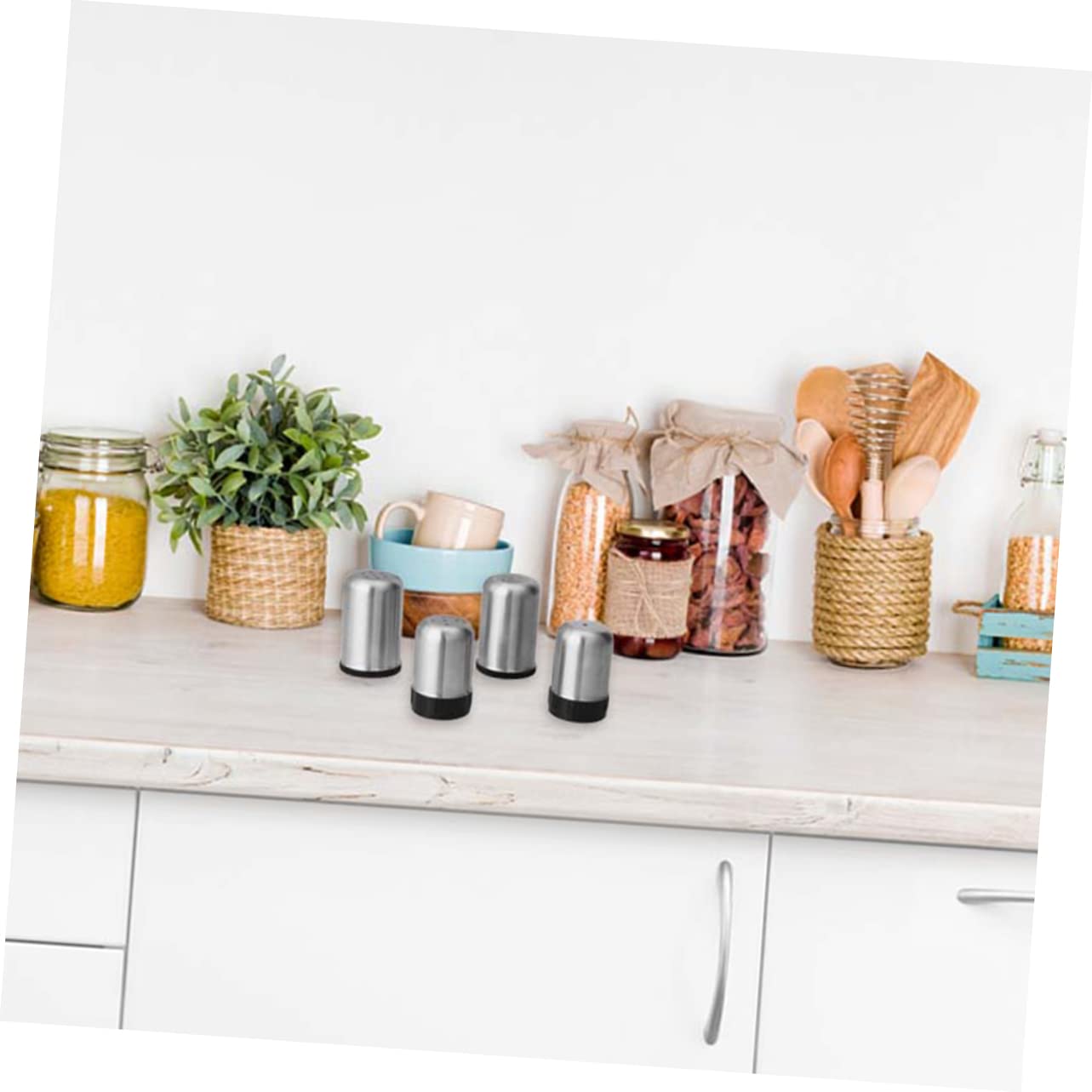 CIYODO 4pcs Stainless Steel Condiment Jars Multi-seasoning Organizer for Home/outdoor Bbq