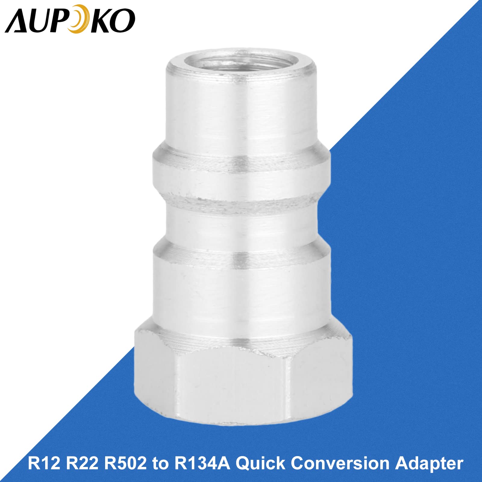 Aupoko - Adattatore interruttore R12 R22 R502 a R134A con conversione rapida, 1/4 SAE e spina di carica AC a filettatura 8v1 (Argento)