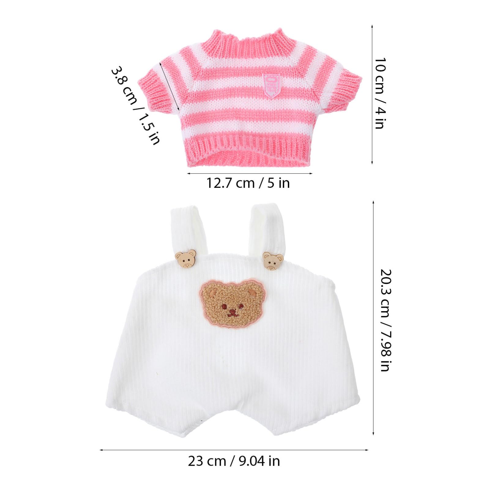 BESTonZON 2 juegos de ropa de muñeca para oso de 30 cm: ropa de peluche para animales - trajes de muñeca de peluche incluyen pantalones con tirantes y suéter