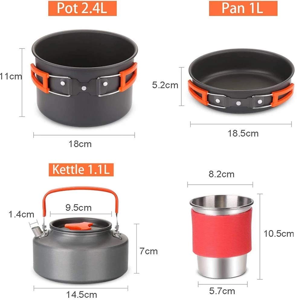 Attrezzatura da Viaggio da Campeggio Stoviglie Kit di pentole Pentole Bruciatore Accessori per fornelli a Gas Set di Utensili da Cucina Forniture per Barbecue da Picnic