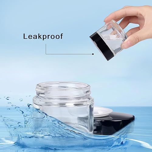 Miniatura 6 de 3 Pack Clear Small Glass Cosmetic Jars with Lids - 60 ml Empty Glass Makeup Containers for Sample, Cream, Lotion, Powder (2 OZ)