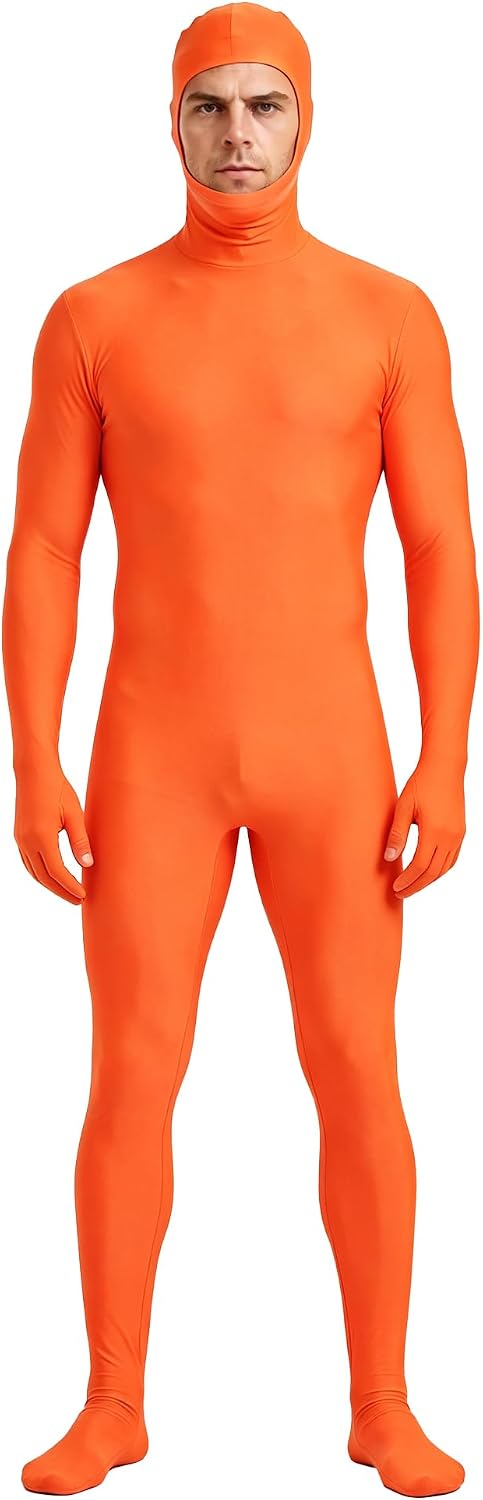 KASBAH Unisex Spandex Open Face Orange Bodysuit Halloween Cosplay Zentai | Rave festival events, Party wear, Zip-back closure, Stretchy material, Vibrant orange, Comfort elastic fit