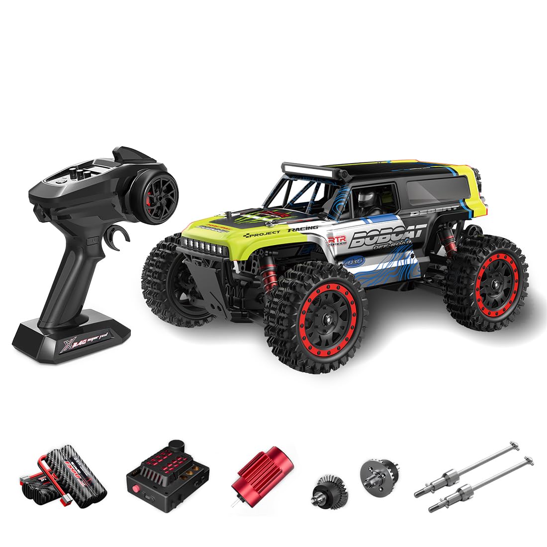 RC Drift Car, S912PRO 1/16 Scale 2.4G 4WD Brushless Full-Proportional Off-Road High-Speed RC Drift Car with LED Lights and Delivers up to 55km/h, Idea Vehicle Gift for Adults and Teens (Two Batteries/