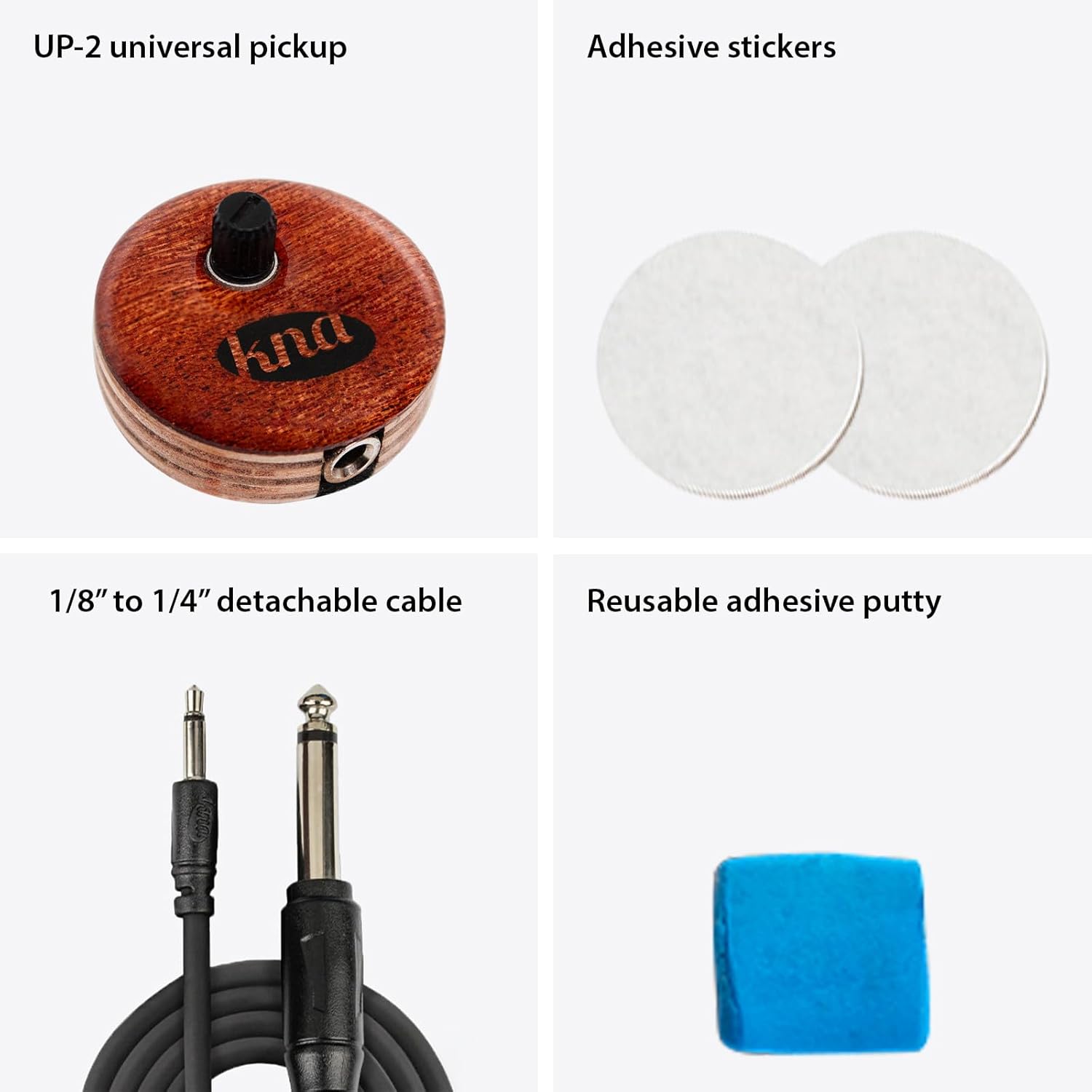 KNA UP-2 Universal Stick-On Piezo Pickup – Natural Acoustic Tone for Guitar, Uke, Drums, Percussion, Volume Control, No-Battery, No-Mod Installation, Compatible with Nearly All Acoustic Instruments
