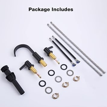 TRUSTMI Bathroom Sink Taps Matte Black 2 Handle Basin Sink Waterfall Faucet Brass 3 Hole 8 Inch Widespread Deck Mounted Hot and Cold Mix Swivel Taps with Pop Up Drain Assembly