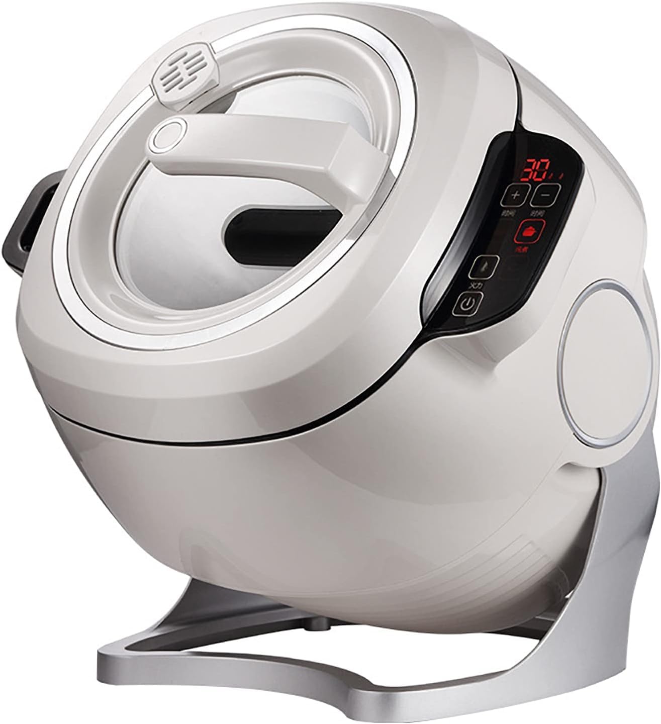 Robot da Cucina da 50 Pezzi, Macchina da Cucina Automatica Intelligente da 6 Litri con Rotazione a 360° e Riscaldamento 3D Completo, Regolazione a 3 Marce, Potenza di Fuoco e,