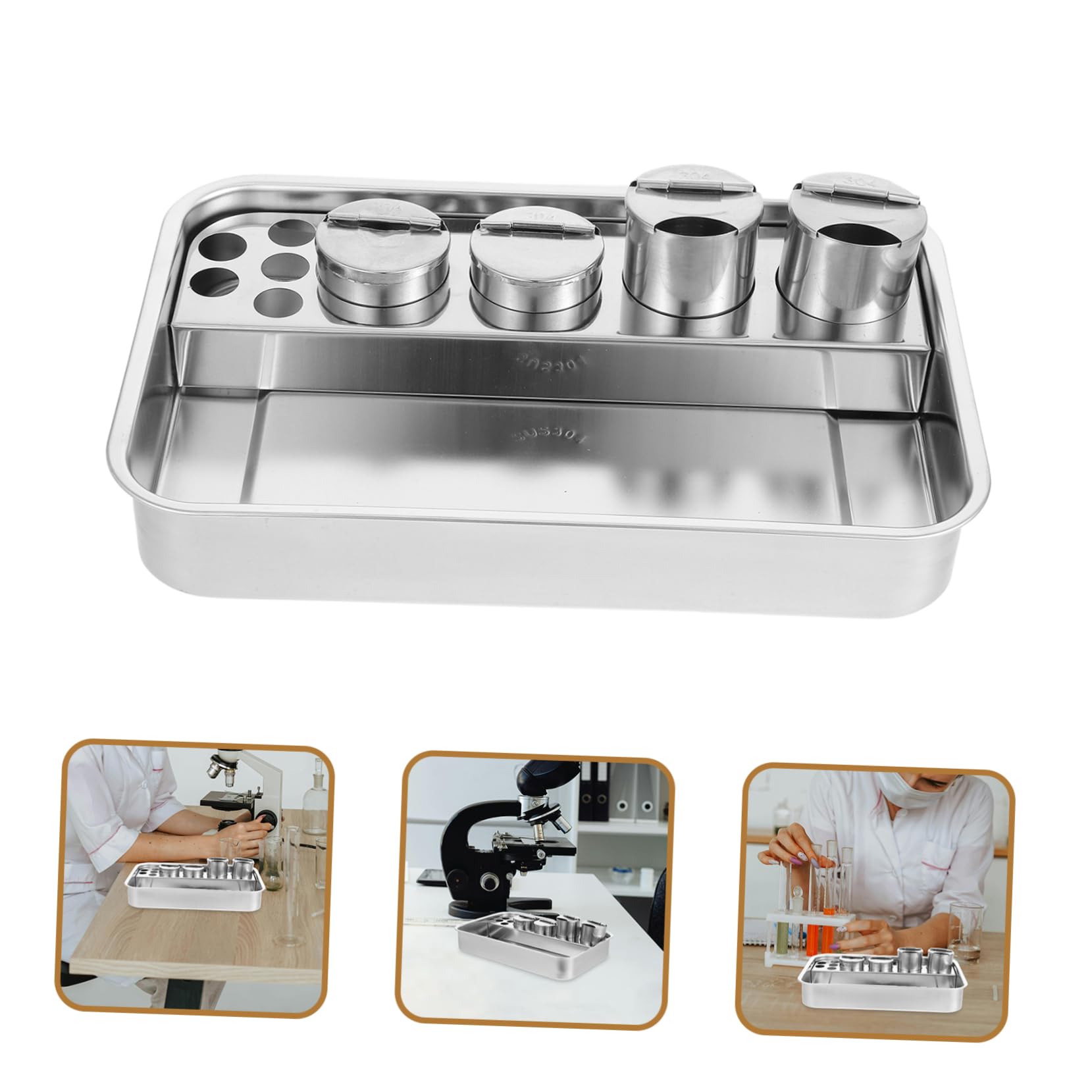 Cabilock Bandeja Rectangular De Acero Inoxidable Enfermería Resistente y Espaciosa Para Almacenamiento y Cambio De Instrumentos Médicos Hospital y Clínica