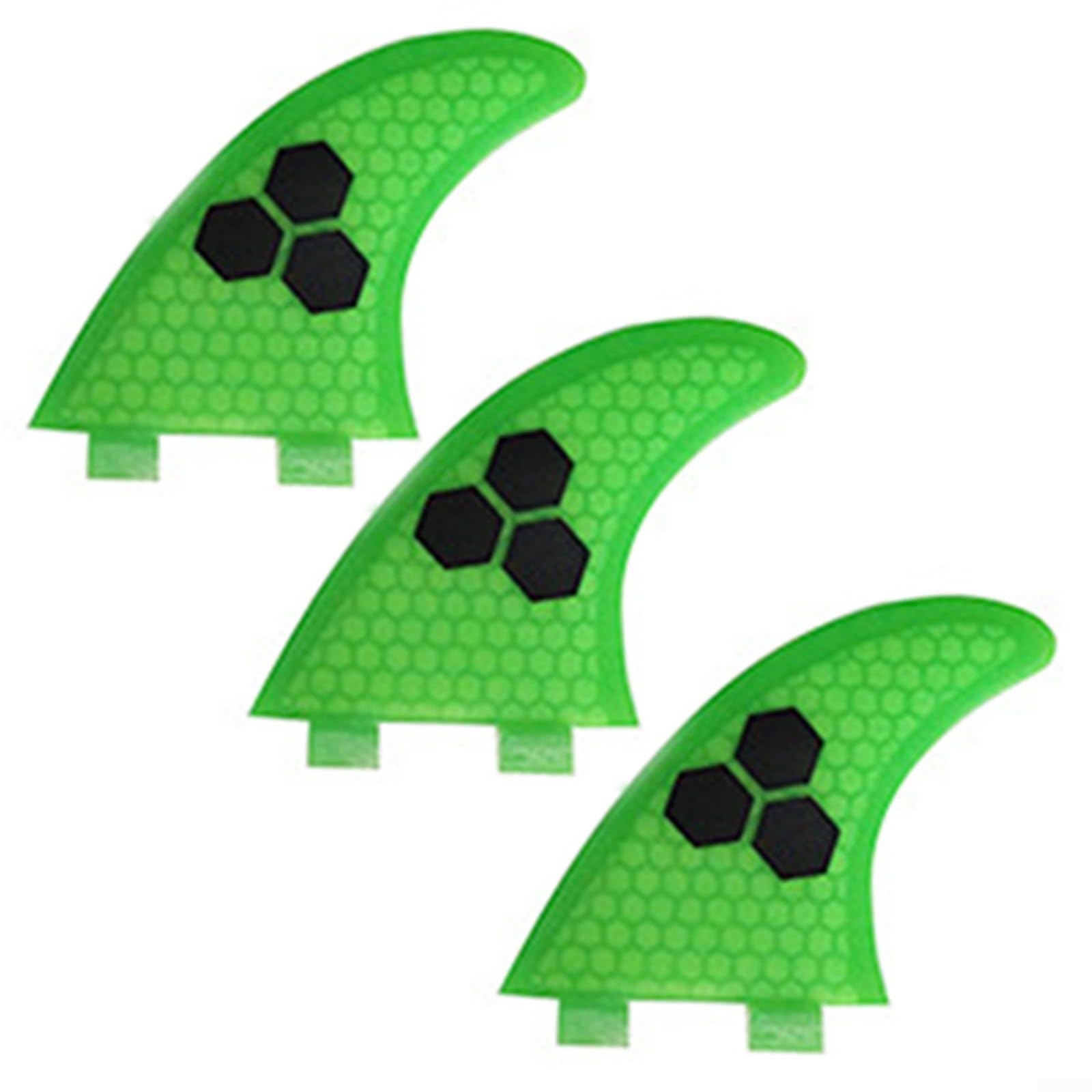Juego de 3 aletas de fibra de vidrio para una mayor estabilidad y control, resistentes al desgaste, accesorios para tablas de surf, color verde (C verde)