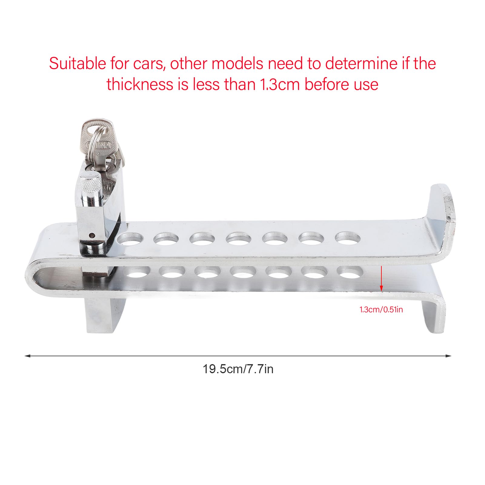 Bike Pedal Lock, Stainless Steel Safety Brake Pedal Tool Antitheft Locking Devices Accelerator Pedal Device Security Protection Tool with 3 Keys