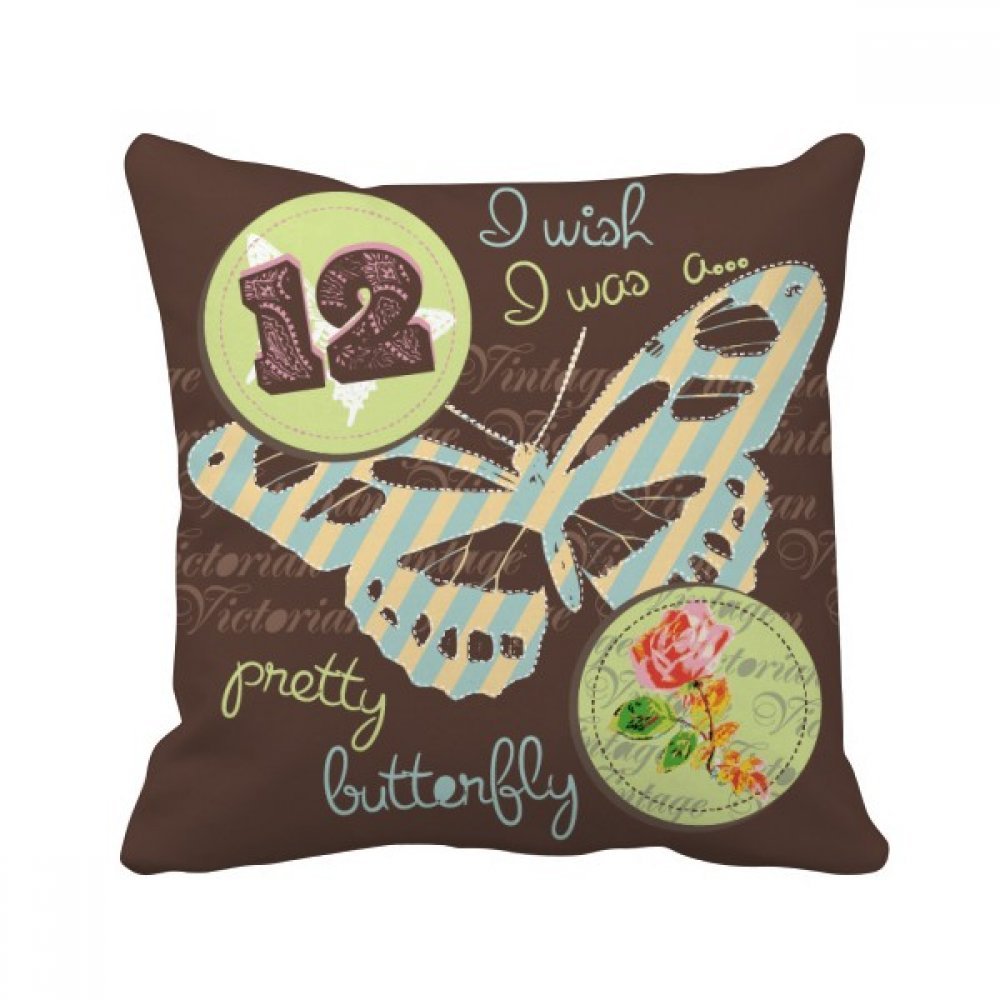 Oreiller cerf-volant bleu papillon carré 40x40 cm, une idée cadeau déco unique