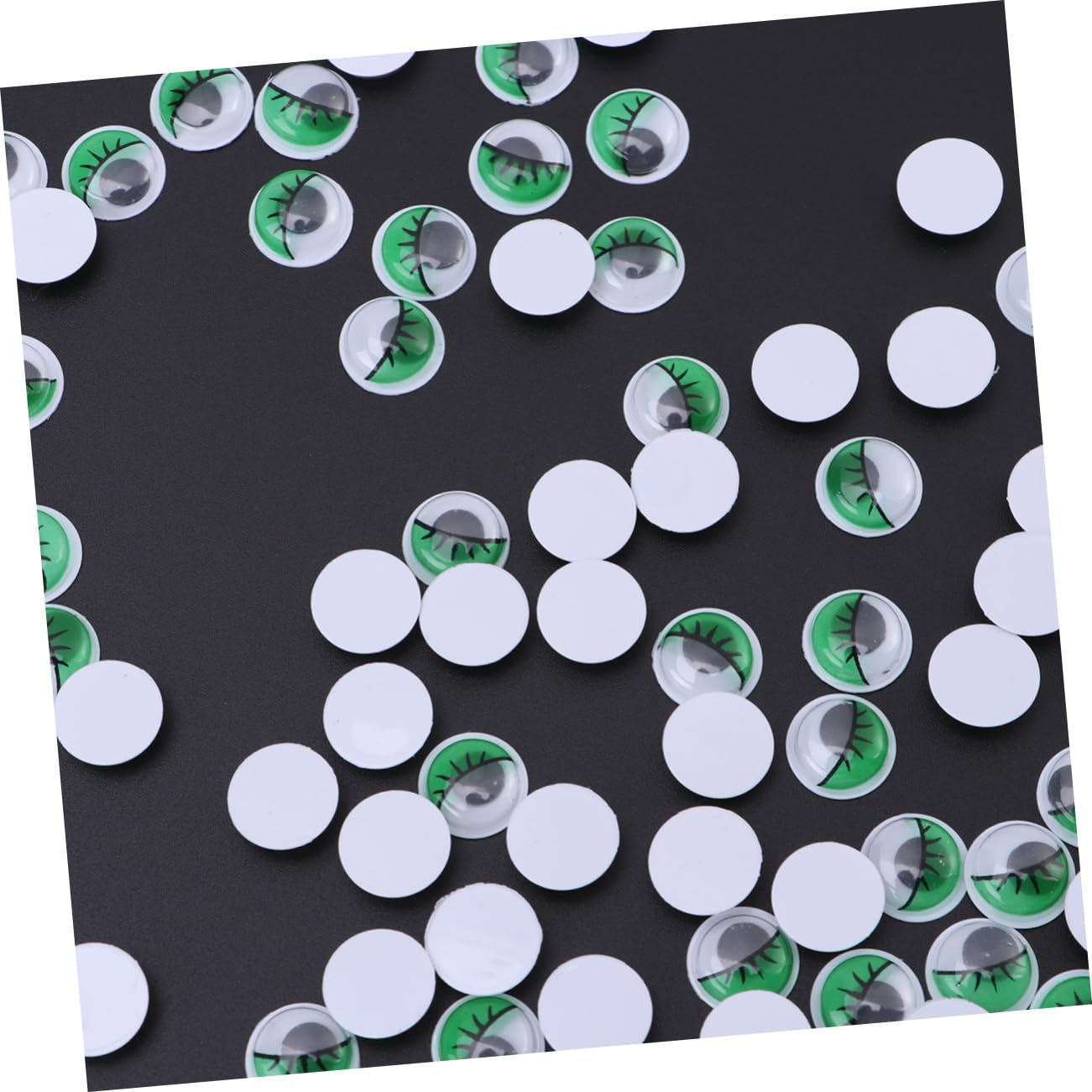 DIYEAH 100pcs Googly Eyes 10mm Eyelashes DIY Cartoon Eyes Eyelashes Craft Decor Toys Doll Making (Green), medium - Image 2