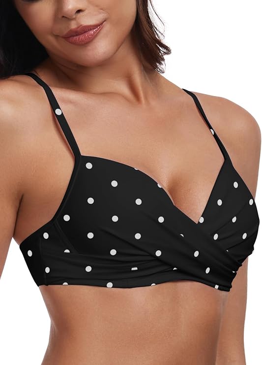 RELLECIGA Womens Underwire Bikini Top Molded Push Up Swim Top Only Swim Bra