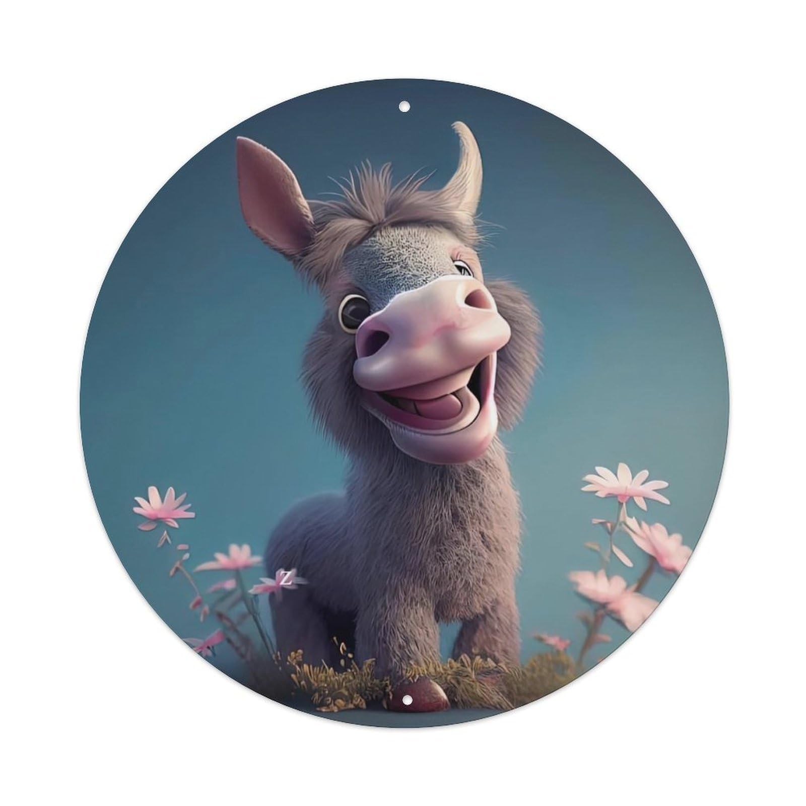 Animal Happy Donkey Vintage Metal Tin Sign Plaque Wall Decor for Cafe, Club Bar, Office, Garden Metal Poster 8x8Inch