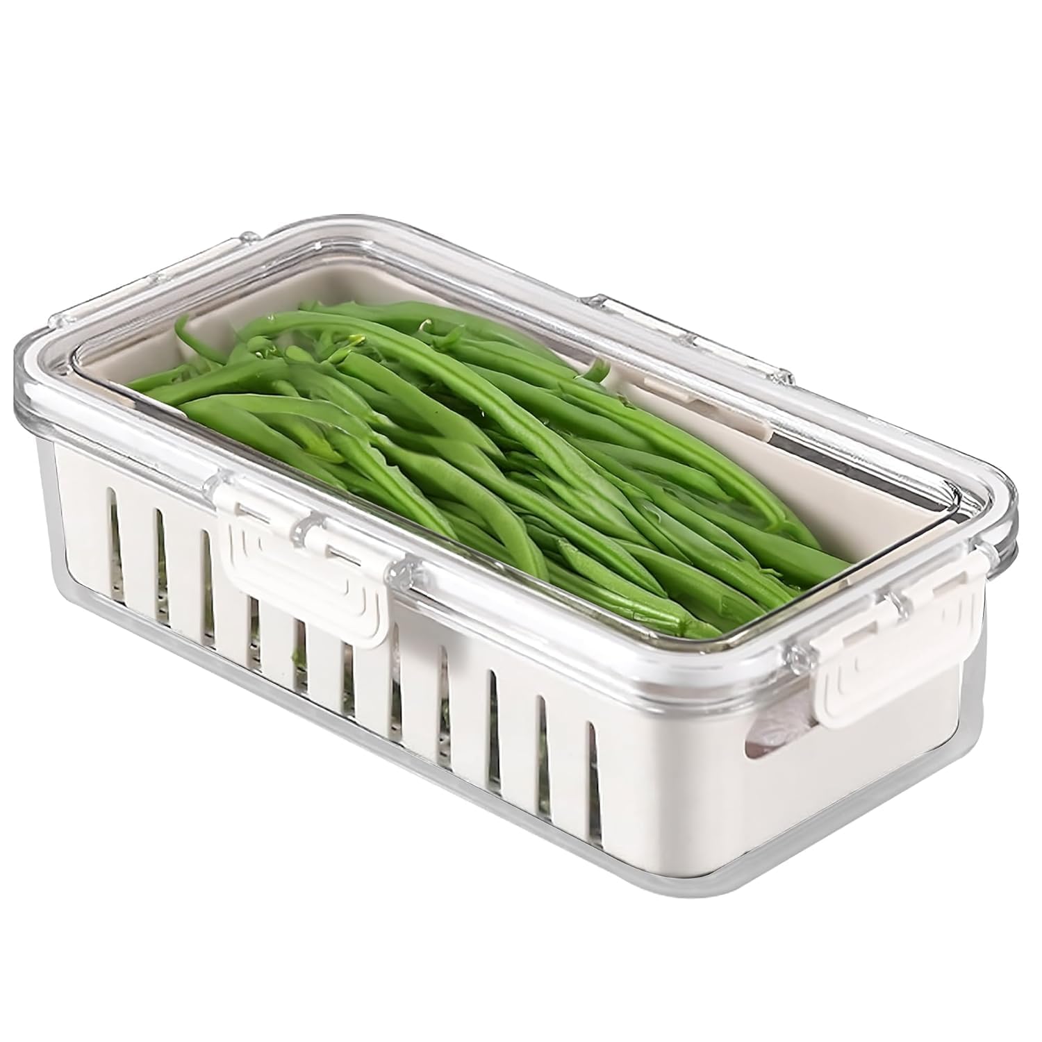 Vasukie Divided Fridge Storage Boxes With 4 Serving Veggie Tray with Lid and Handle, Fridge Organizer with Removable 4 Compartment, Fridge Storage Containers (1 Compartment-1PC)