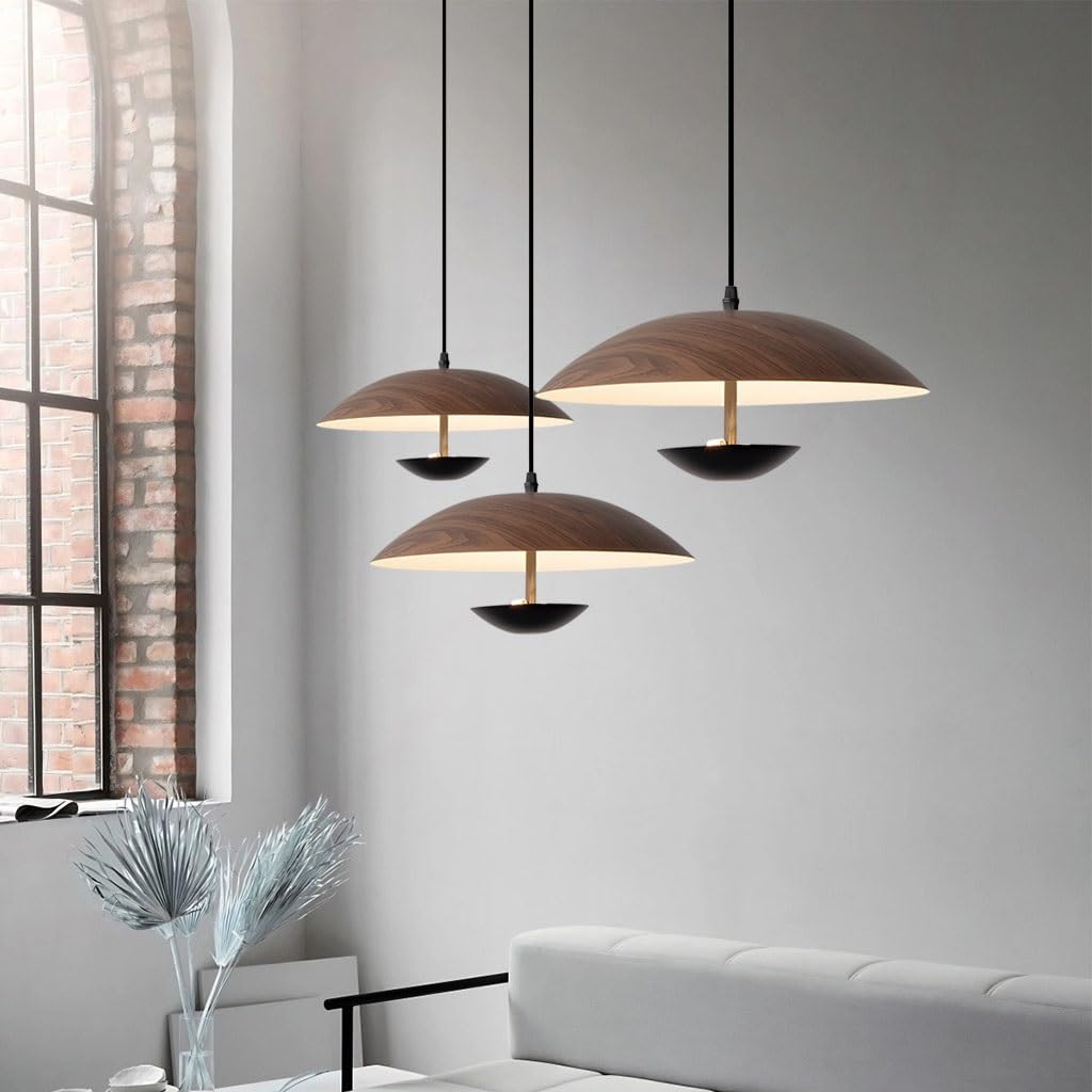 Suspension Wabi-Sabi bois de noix lustre LED réglable haut de gamme pour bureau et chambre