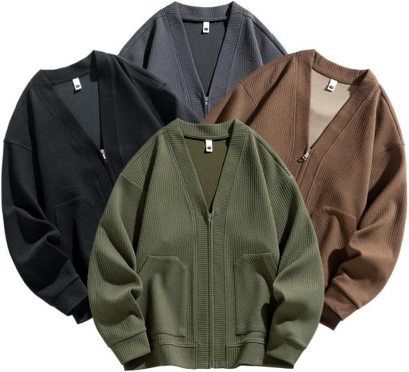 [Noopior] ニット カーディガン 大きいサイズ メンズ 春 秋 無地 Vネック セーター 羽織 長袖 シンプル 柔らか かっ