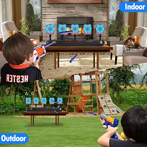 Lehoo Castle Toys for 6-13 Year Old Boy, Nerf Target Electronic Shooting 5 Target for Nerf Gun, Scoring Digital Target Auto Reset, Outdoor Games for Kids Aged 6+ (2022 Newest)