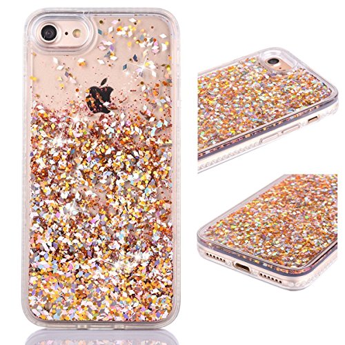 Shinymore zting20 iPhone 6 6S Case, Full Protection Soft Bumper Case 3D Creative Sparkle Dynamic Liquid Flowing Floating Glitter Bling Diamond Moving Quicksand Case for iPhone 6 & 6S (Gold Diamonds)