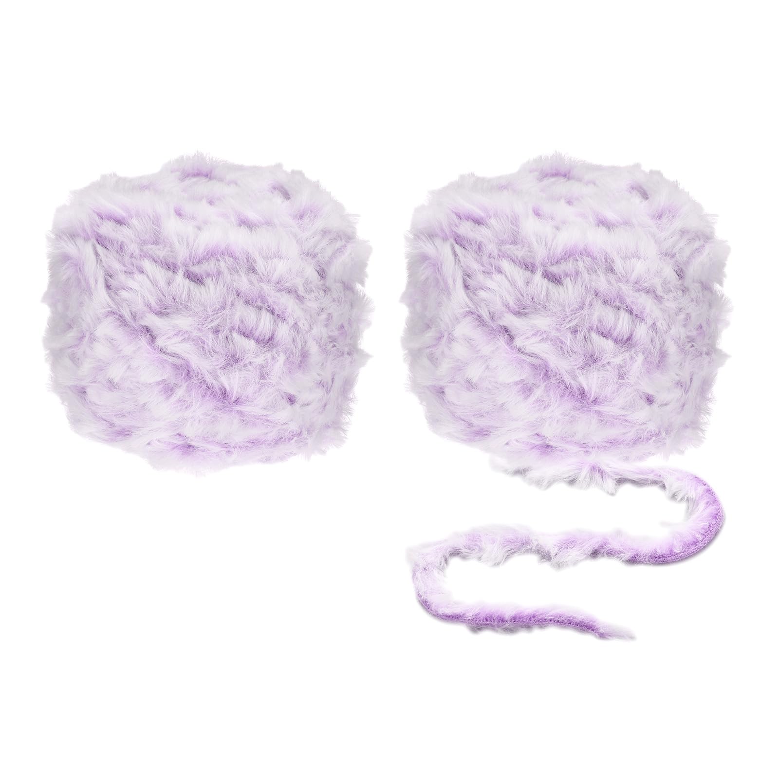 PATIKIL 70yds Faux Fur Yarn, 2 Skeins Fuzzy Yarn, Soft Chunky Polyester Plush Fur Eyelash for Crochet Knit Blanket Rug Sweater Scarf Hat Bear Craft, Light Purple