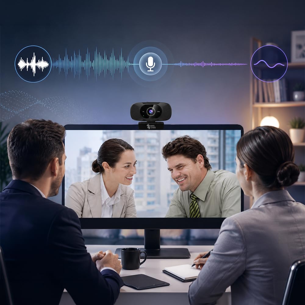 Spacetronik 4K Webcam USB, PC Kamera UHD mit Mikrofon | 4K für Home Office und Streaming, F1.8 für schwaches Licht, Rauschunterdrückung, integrierter Sichtschutz, Plug and Play