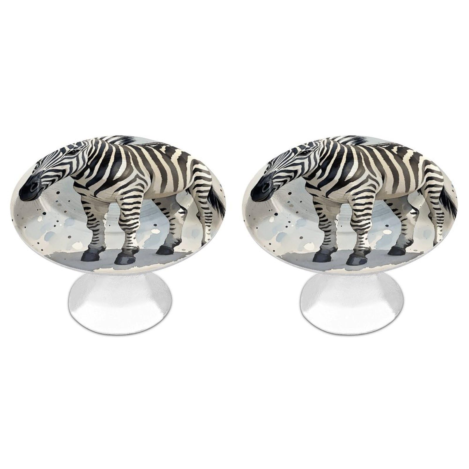 FekiLoot Cute Zebra Watercolor Cabinet Knob 2 Pack Mini Round Drawer Pulls Stainless Steel Dresser Drawer Knobs Kitchen Drawer Hardware for Bathroom Dresser Closet Door Knobs