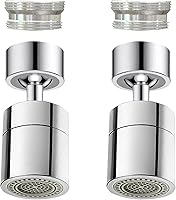 RQJLZ 2-Pack 360° Swivel Kitchen Faucet Aerator, Dual-Flow Sprayer Head, 55/64'' Chrome Sink Attachment