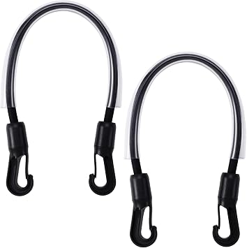 2 Pcs Horse Blanket Leg Straps, Elastic Nylon Bucket Straps for Horses Stalls with Double-Ended Clips, Adjustable Stretchy 16" Tail Cord Replacement for Horse Blanket Driving Equipment- Black