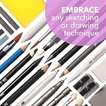 Castle Art Supplies 100 Dessin de la pièce & Set de croquis Graphite, Charbon, pastel, métallisé & Crayons solubles dans l'eau + Sticks, Fineliners , Pour les professionnels, les artistes adultes , dans le cas de voyage difficile