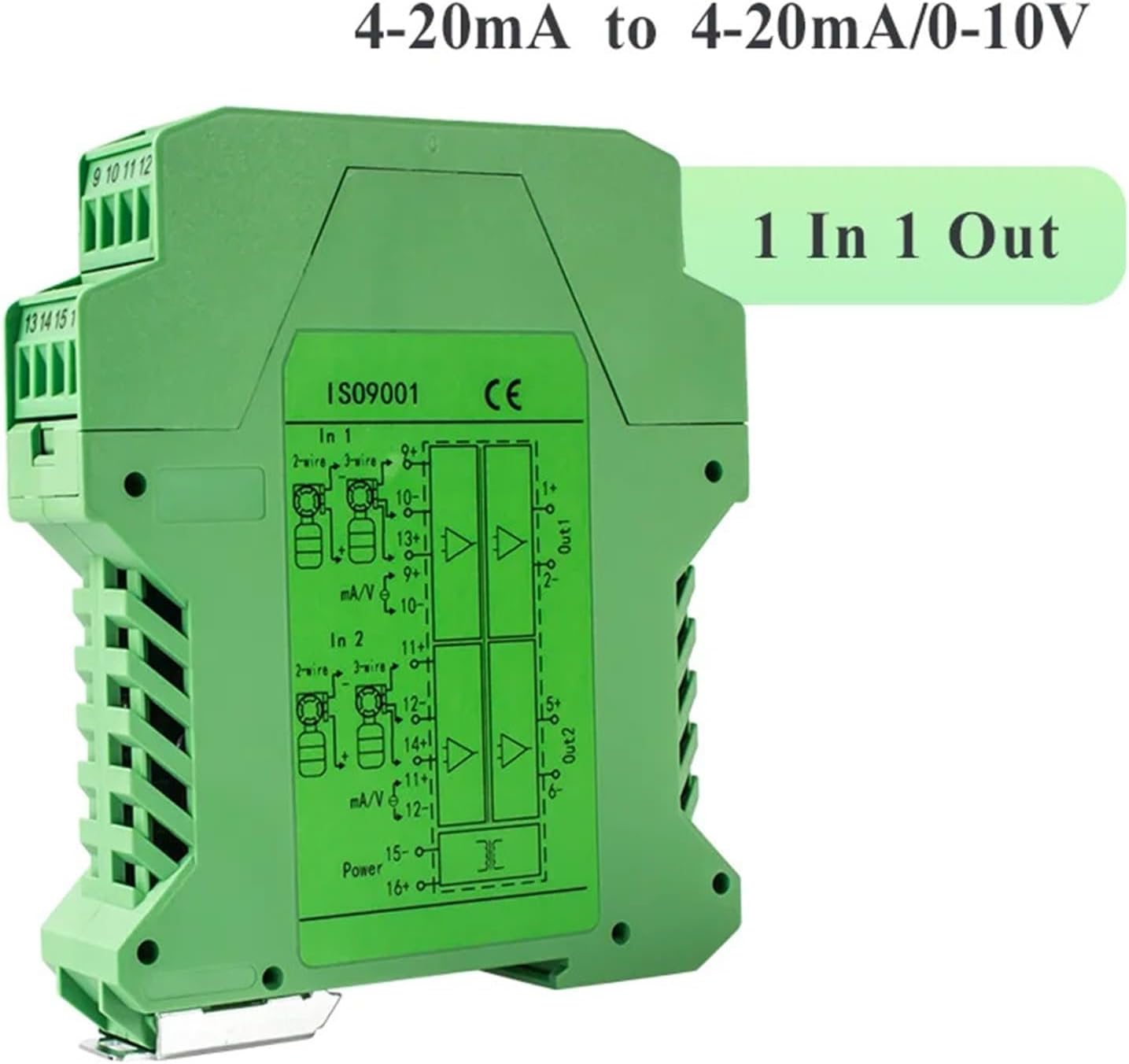 DC24V 4-20mA to RS485 Signal Isolator 0-10V 0-5V to 4-20mA Analog Signal Converter Isolator 1 in 1 Out DC24V Signal Isolator(Input 4-20MA_Output 0-5V)
