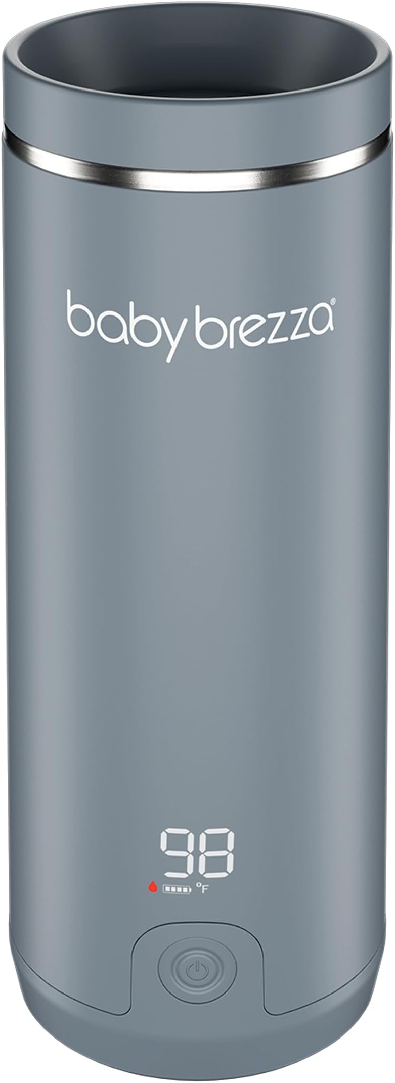 Baby Brezza Portable Warmer – 3X Faster Baby Bottle Warming - Travel Breastmilk and Formula Warmer - Safe, Even Heating - Up to 9oz - No Adapters, Grey