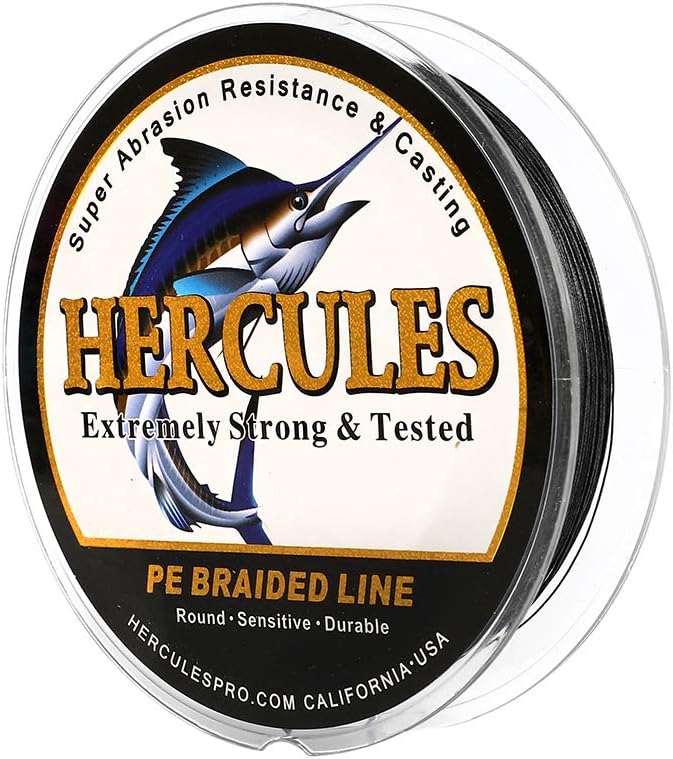 HERCULES Cost-Effective Super Cast 8 Strands Braided Fishing Line 10LB to 300LB Test for Salt-Water,109/328/547/1094 Yards(100M/300M/500M/1000M),Diam.#0.12MM-1.2MM,Hi-Grade Performance,Variety Colors
