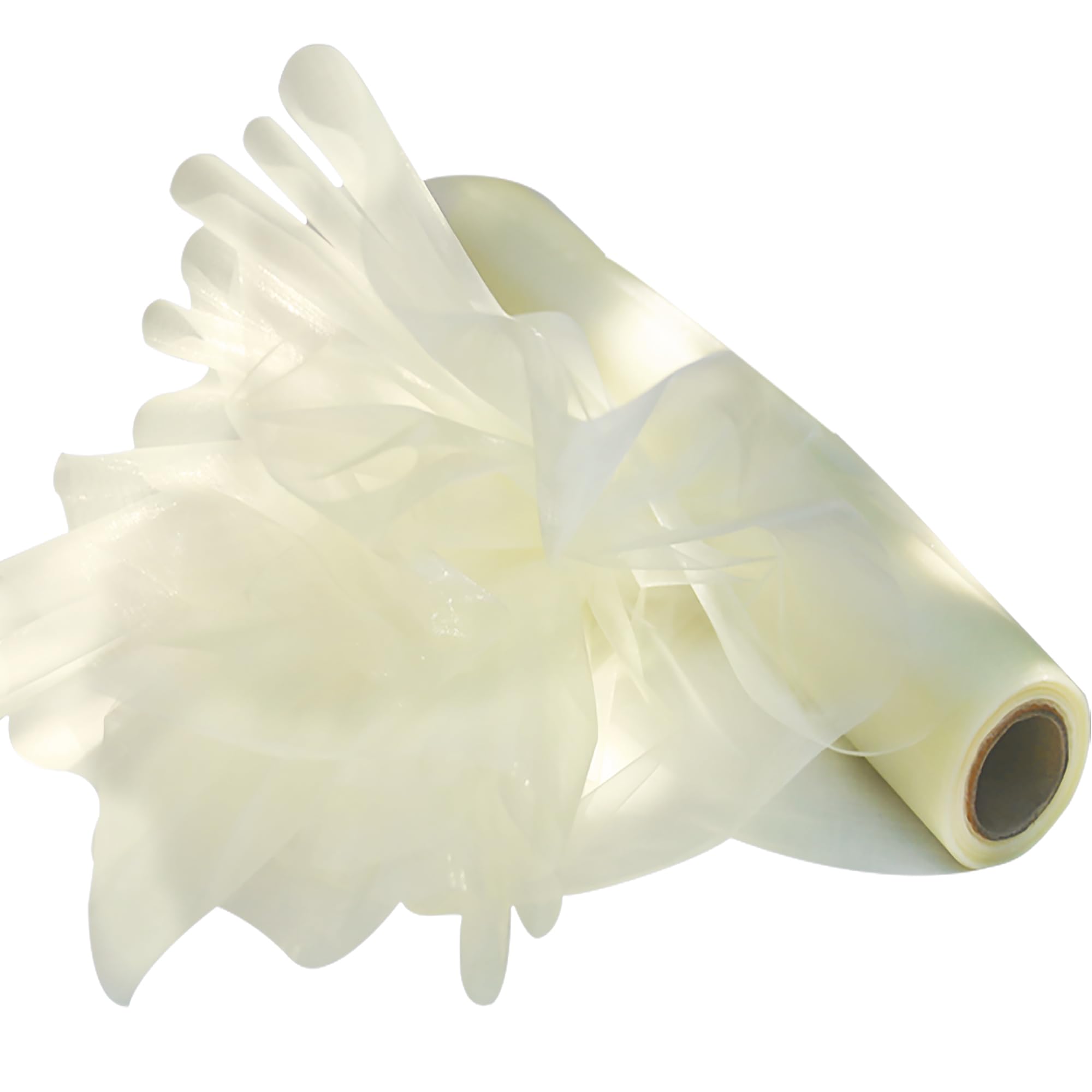 Time to Sparkle 29cm x 25M Organza Roll Transparent Decorative Roll Used for Wedding Decoration Party Decoration Supplies Chair Cover Gift Wrapping Ivory
