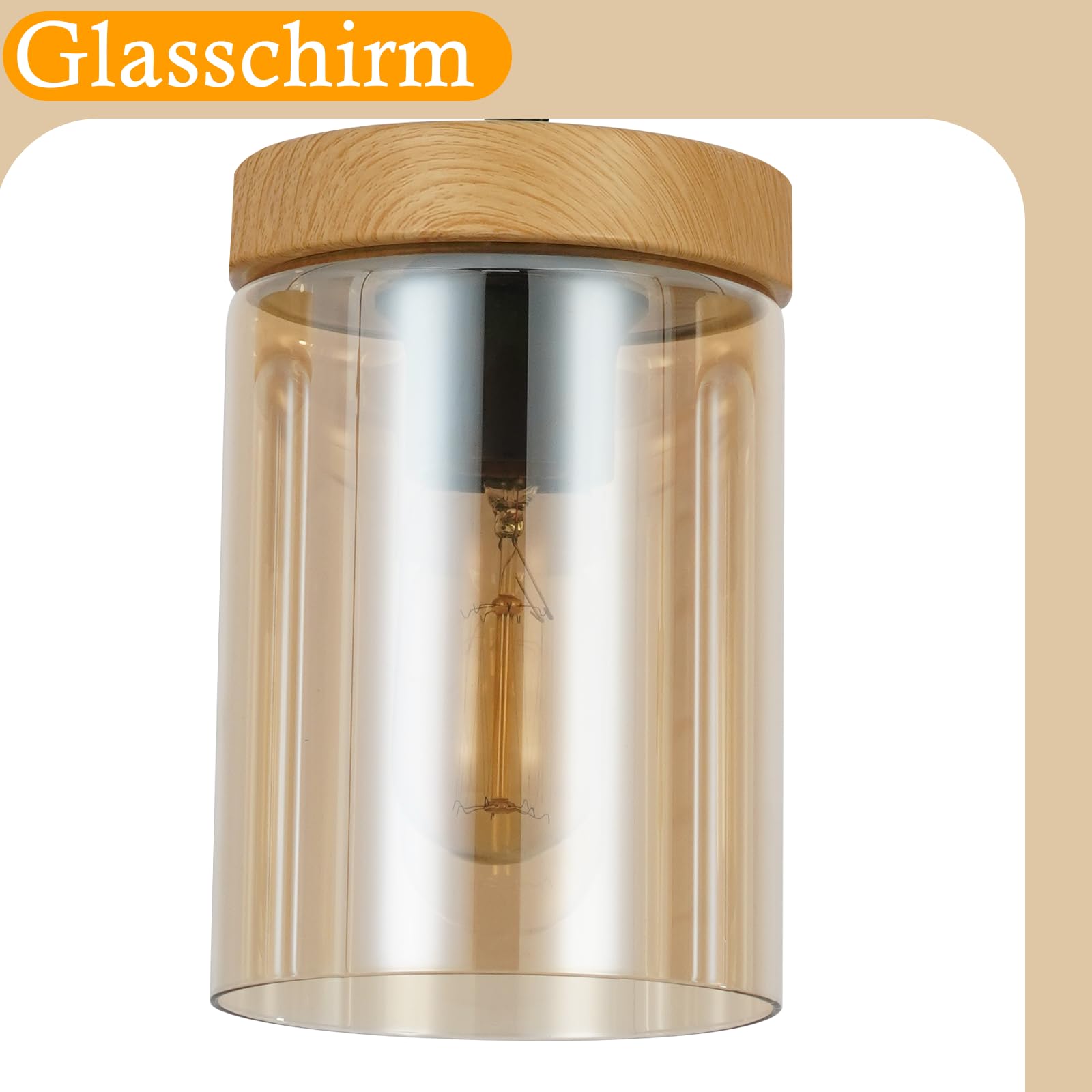 ZMH Pendelleuchte Esstisch Esszimmerlampe Vintage- Hängelampe E27 | Wohnzimmer Glas Esstischlampe Retro 3 Flammig Hängeleuchte Schlafzimmer Pendellampe Höhenverstellbar Küche ohne Leuchtmittel