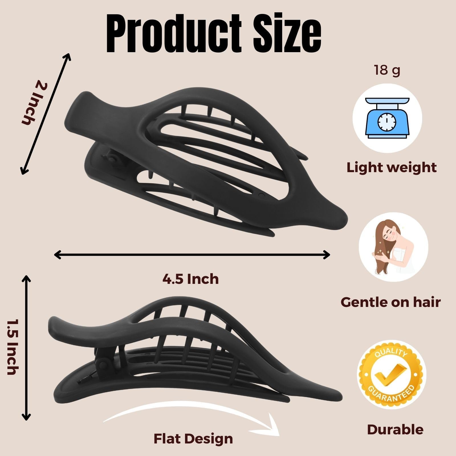 8 Pack French Flat Hair Clips for Women – Large Matte No-Slip Claw Barrettes for Thick & Thin Hair, Strong Hold Styling Accessories