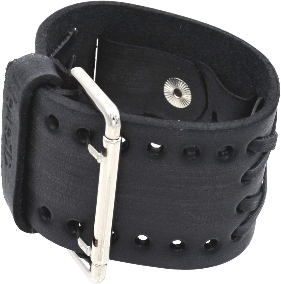 Nemesis DXB-K 24mm Lug Width Wide Cris Cross Distressed Brown Leather Cuff Wrist Watch Band