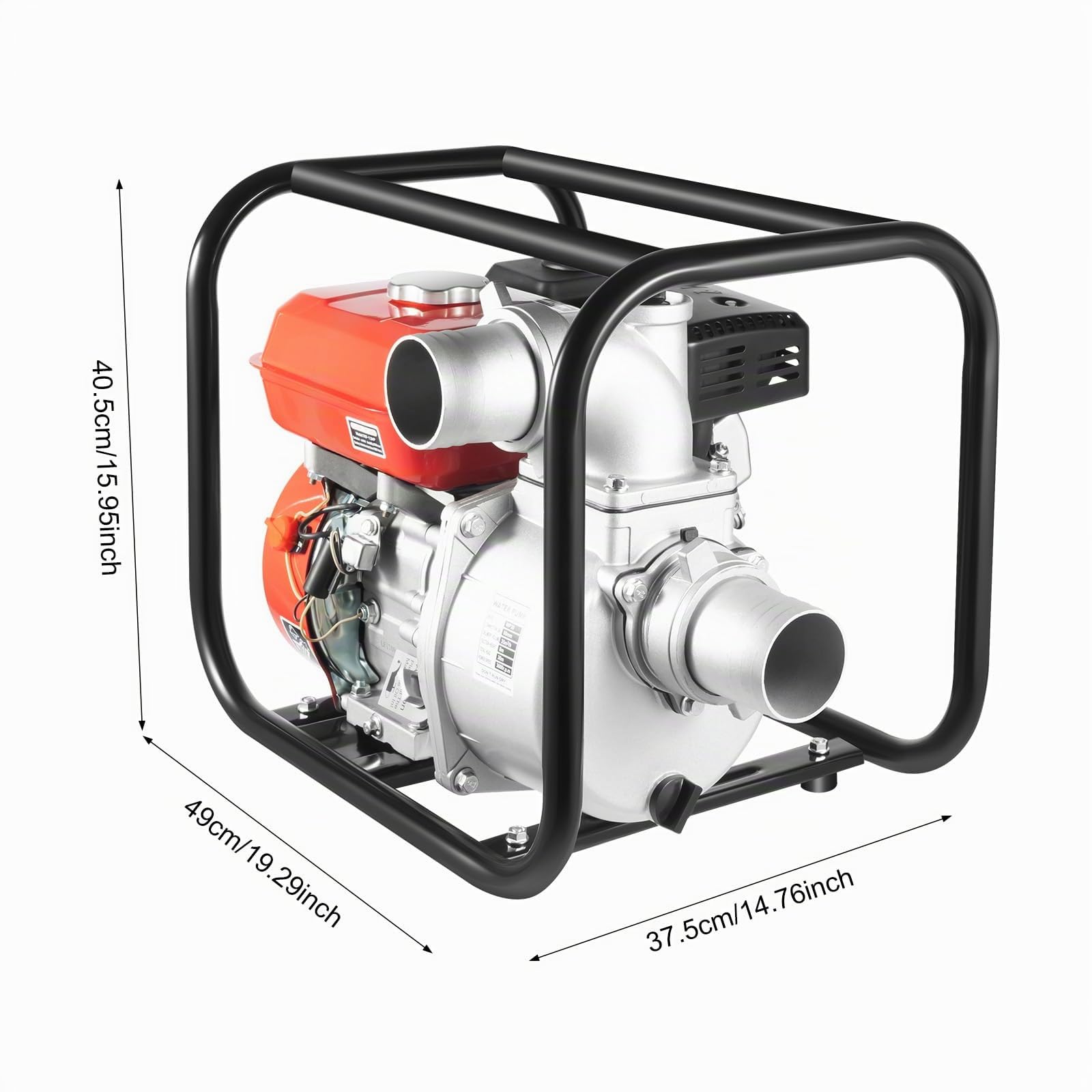 Pompe à eau à essence 35m³/h 7,5CV Pompe à eaux usées à essence | pompe de jardin Haute Efficacité Hauteur de Refoulement 30m, Connexion 80mm, Pour Drainage Irrigation Lavage Arroseur