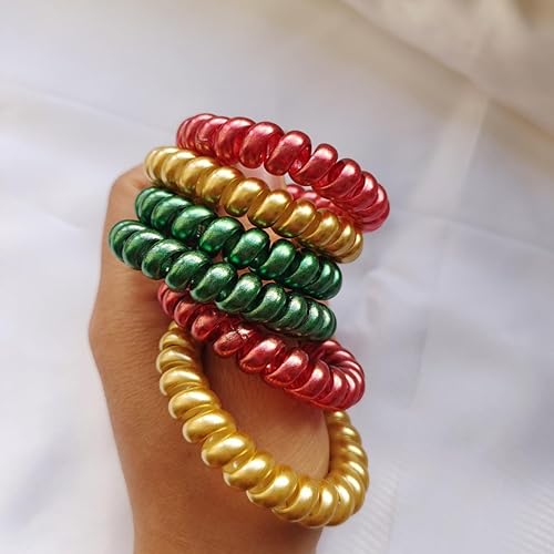 Miniatura 3 de 12 lazos navideños para el cabello, en espiral, sin daños, soportes para coletas de caballo, cordón elástico impermeable para mujeres y niñas