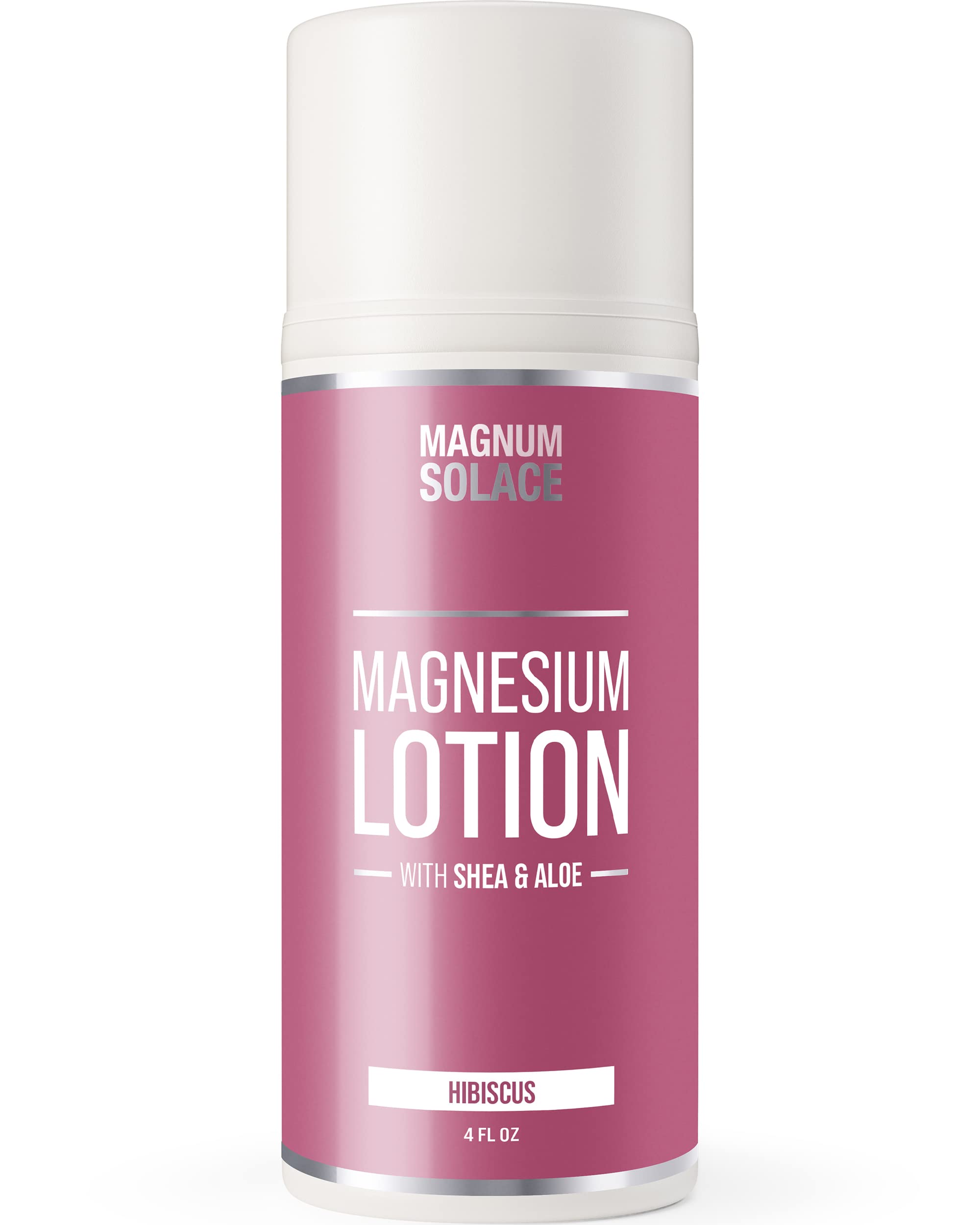 Magnum Solace Magnesium Lotion – Super Concentrated – Made with Aloe and Shea – For Leg Cramps, Sore Muscles & Joints, Rejuvenation – Safe for Kids, Made in the USA (Hibiscus)