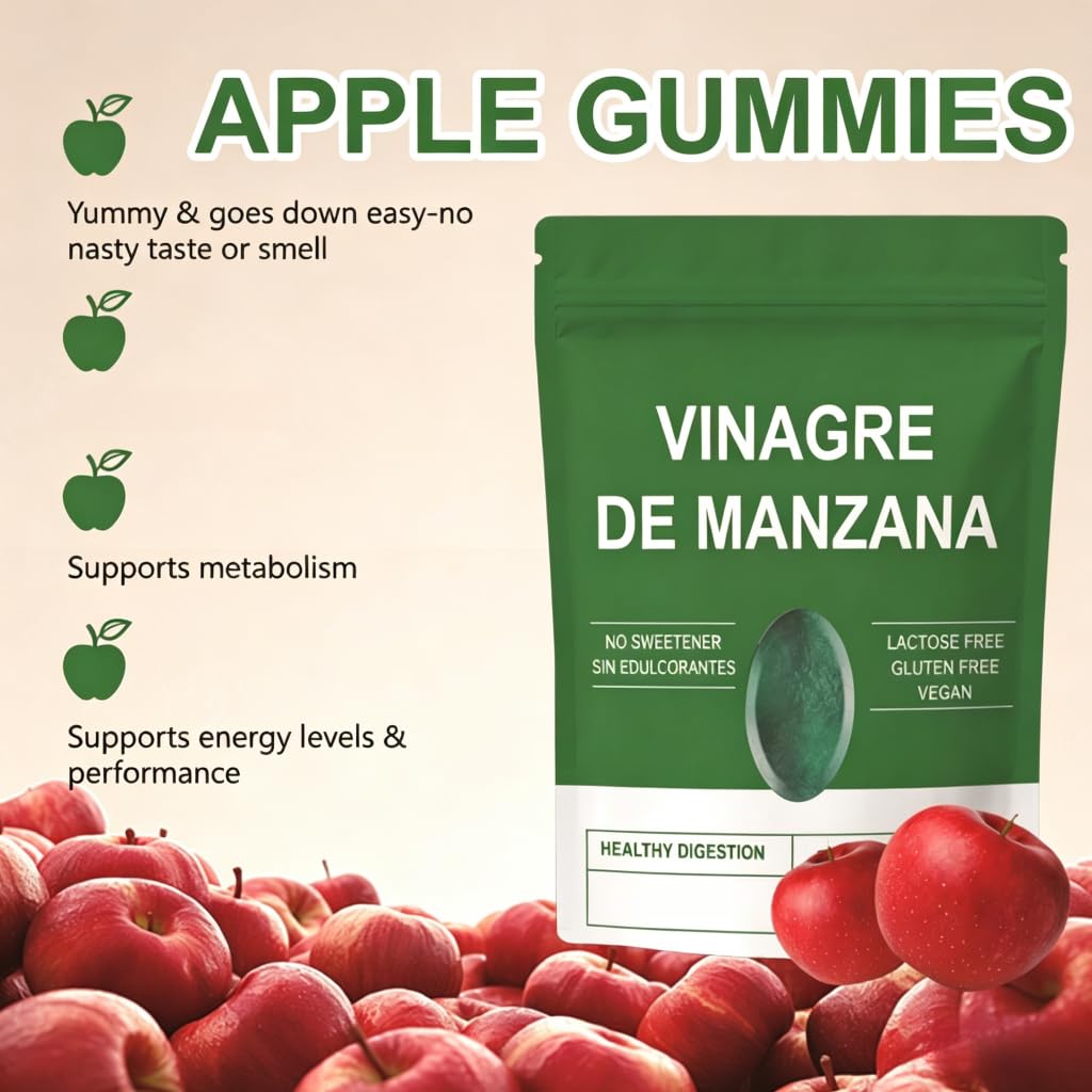 Gominolas de Vinagre de Sidra de Manzana Orgánico | Equilibrio digestivo, metabolismo, energía y vitalidad diaria, vegano, sin gluten
