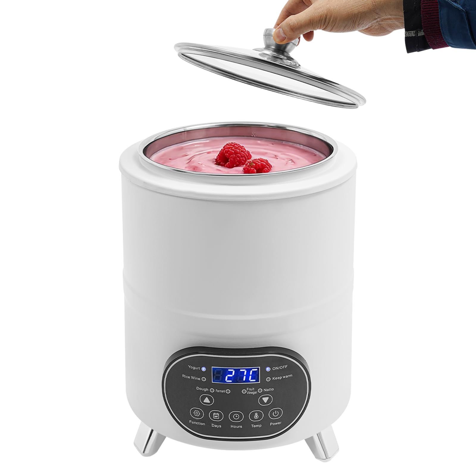 Urządzenie do przygotowywania jogurtu, 8 l, wielofunkcyjna, z wyświetlaczem czasu, jogurtem greckim, serem, natto, winem ryżowym, białym