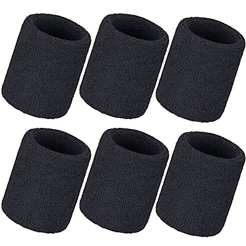 Image of Bememo 12 Pack Wristbands Sweatband for Women Men, Neon Colored Sport Wrist Bands, Tennis Football Basketball Sweatbands, Moisture Wicking Arm Bands for Working Out